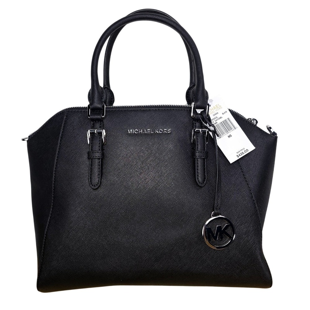 Michael Kors Large Ciara Satchel Handbag Black New $428 - Picture 1 of 14